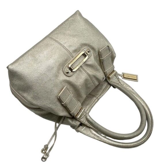 Jimmy Choo (Authentic) Tulita Champagne Gold Leather Buckle Satchel Handbag VGUC - Picture 4 of 12